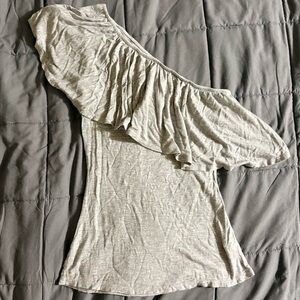 Vintage Self Esteem One‑Shoulder Gray Ruffle Top Size S Excellent Used Condition
